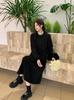 Outono e Inverno 2025 Roupas Femininas Plus Size mm Gorda Nova Estilo Chinoiserie Xiaoxiang Nacional Moletom Vermelho Vestido da Moda Conjunto de Duas Peças