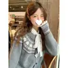 Abrigo Suéter de Punto Fair Isle Retro para Mujer 2026 Estilo Coreano Holgado Cardigan de Punto Color Block