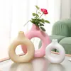 Jarrón de Cerámica con Flores Secas Nórdicas Transfronterizo Adornos Pequeños Sala de Estar Arreglo Floral Escritorio del Hogar Decoración Artística con Transferencia de Agua Creativo
