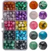 Explosiones transfronterizas 10 cuentas de vidrio de cristal en caja de color 8 mm cuentas de piedra de jade roto copo de nieve materiales para joyería y ropa DIY
