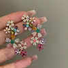 Pendientes de Flor de Zirconio Color Dopamina, Hélice de Oreja Integrada, Lujo Accesible para Mujer, Diseño de Nicho de Gama Alta, Pendientes Exagerados Únicos