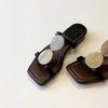 Sandalias Cuadradas Abiertas de Verano 2026 para Mujer, Chanclas Planas Retro de Moda y Versátiles