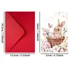Compra Direta Transfronteiriça Aquarela Celebração de Páscoa Cartão de Saudação Coelho Rosa Fofo Conjunto de Cartões Envelope de Ovo