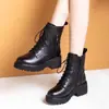 Botines bajos estilo Martin de piel suave para mujer, nueva colección otoño/invierno 2026, botines bajos de tacón grueso, cálidos botines de algodón con forro de felpa, botas de nieve de suela gruesa