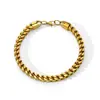 Pulsera Cubana de Acero Inoxidable Hip-Hop Transfronteriza, Pulsera Pulida por Ambos Lados, Pulsera de Acero de Titanio Estilo Punk de Alta Gama para Hombres y Mujeres