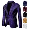 Comercio Exterior Primavera y Otoño Estilo Corte Masculino Traje con Patrón Oscuro de Anacardo Moda Chaqueta de Traje para Hombre de Botón Único Ajuste Delgado