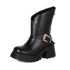 Botas Punk de Suela Gruesa para Mujer, Comercio Exterior Transfronterizo Otoño/Invierno 2026, Tallas 40-45, Talla Grande, Botines de Caña Irregular