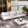 Sofá Externo Cadeira de Rattan para Pátio Mobília de Alumínio para Jardim à Prova d'Água Proteção Solar Combinação de Mobília para Varanda Externa Nórdica