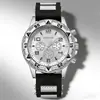Reloj popular para hombre, moderno deportivo de silicona, falso de tres ojos, de cuarzo para negocios, transmisión en vivo de comercio exterior del fabricante, dropshipping