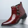 Botas Chelsea Masculinas Transfronteiriças Mais Vendidas na Amazon de Cano Baixo Moda Tendência Versátil Botas de Couro Estilo Britânico Bico Fino Sapatos Masculinos