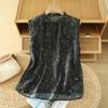 Foto Real de Blusa Top Estilo Étnico Literário Fresco Retrô de Verão Floral Nicho Solta Emagrecedora Meio Botão