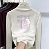 Ropa Nueva de Otoño e Invierno para Niñas, Camiseta Base de Manga Larga para Niños con Cuello Semi-Alto y Borde de Oreja de Felpa, Top Elegante para Llevar por Debajo