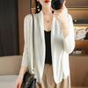 Verão Feminino Ar Condicionado Malhas Fino Gelo Seda Linho Cardigan Manga Longa Cardigan Feminino Xale plus size Colete