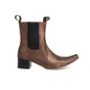 Nuevas Botas de Tobillo Elásticas Europeas y Americanas Botas Martin con Estampado Vintage Puntiagudas Botas de Tacón Medio Grueso Tallas Grandes 40-50 Botas de Comercio Exterior