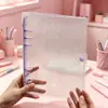 Fichário Simples A5 com Glitter, Capa de Fichário A5 em Couro Macio, Caderno, Planejador, Porta-Cartões, Páginas Recarregáveis de 6 Furos