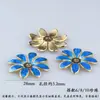 Accesorios de Aleación para Joyería DIY Base Flor Azul Cloisonné Imitación Azul Quemado Pasador Hecho a Mano Cabeza Escalonada