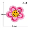 Bordado por Computadora Parche de Bordado Rosa Dibujo Animado Lindo Sonriente Flor Animal Insignia Parche para Planchar Venta al por Mayor