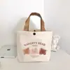 Bolsa de Lona de Urso, Bolsa Compacta para Almoço do Trabalho, Bolsa Pequena Simples Portátil Fofa para Estudante