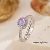 Anillo Brillante de Circonita de Colores para Mujer, Anillo Abierto Ajustable Estilo Ins de Lujo Ligero, Joyería Versátil Multicolor para el Uso Diario