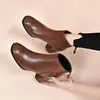 Botas de Cano Curto com Bico Quadrado e Salto Médio Femininas 2026 Novo Estilo Moda Versátil Temporada Outono/Inverno Botas Individuais Elegantes Couro Macio Salto Bloco