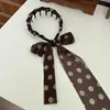 Diadema Retro Marrón con Dientes y Cinta para el Cabello, Diadema Diaria para Mujer, Nuevo Estilo 2025, Tejida, Integrada con Bufanda de Seda Rota para Atar el Cabello