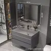 Nuevo Modelo Gabinete de Baño con Lavabo Extra Grande Integrado, Tocador de Baño, Lavabo, Juego de Gabinete con Lavabo de Placa de Roca para Baño