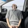 Camisa Polo de Malha Texturizada de Manga Curta para Homens, Verão, Caimento Solto, Estilo Old Money, Marca Tendência, Camiseta Pesada de Manga Meia-Manga Fresca e Estilosa