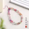 Nueva Cadena de Teléfono Móvil de Cristal de Colores Cadena de Teléfono Móvil de Cristal de Palomitas de Maíz Amatista Citrino Cuerda de Muñeca Linda para Mujer Colgante