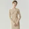 Suéter de Cachemira 100% Puro de Moda y Sencillo~Cuello en V Cruzado para Mujer Botones Tejido de Canalé Suéter Adelgazante