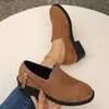 Zapatos Británicos de Moda 2026 para Mujer Talla Grande, Punta Redonda, Tacón Cuadrado con Decoración de Cremallera, Cómodos Slip-On para Exportación