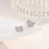Pendientes de Plata de Ley S925, Lindos Pendientes de Zorro con Diamantes, Accesorios de Moda Coreana, Joyería para Mujer, Pendientes Versátiles