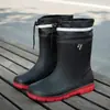 Botas de chuva de cano médio-alto para homens, sapatos de cozinha, sapatos de segurança para trabalho, sapatos impermeáveis para entrega, botas de borracha para pesca, botas de vadeio antiderrapantes para dias chuvosos