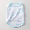 Roupas de Gato e Cachorro Colete de Verão Algodão Fino Teddy Bomei Cachorro Pequeno Gato Curto Azul e Branco Bonito Respirável Anti-Pelo