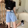 Pantalones cortos de mezclilla para mujer, nuevos pantalones de verano para chica gordita de talla grande, sueltos, adelgazantes, delgados, versátiles, elegantes, de cintura media, rectos para estudiantes