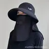 Nuevo Sombrero de Sol de Verano para Mujer, Sombrero de Ala Ancha Grande, Protección para el Cuello y Mascarilla Facial Integrados, Sombrero de Sol Transpirable para Ciclismo al Aire Libre