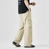 Verano 2026 Nuevo Moda Americana de Calle Cordón Ropa de Trabajo Holgado Caqui Scimitar Pantalones Casuales Cintura Media
