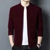 490g 100% Lana Pura Engrosada Chaqueta Suéter de Lana de Negocios para Hombre 2026 Otoño/Invierno Cuello Alto Cálido Cárdigan para Hombre
