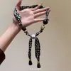 Moda Frontal~ Collar de Cuentas con Estampado de Leopardo Color Maillard para Mujer, Cadena de Suéter de Diseño Único Bufanda de Cuello Halter