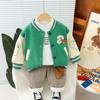 Traje de Sudadera de Terciopelo para Niños 2025 Invierno Nuevo Uniforme de Béisbol para Niños Set de Tres Piezas 1-5 Años Traje Guapo para Niños