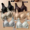 Ropa interior transpirable de textura rayada para mujer, los bustos pequeños se ven más grandes, realza y sostiene los senos laterales, elevación invisible, sujetador de elevación transpirable sin costuras