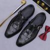 Sandálias de Couro Retrô Estilo Chinês para Homens, Couro Genuíno, Couro de Vaca, Fivela, Design Vazado, Negócios, Trabalho, Casual, Sandálias de Couro Formais para Homens