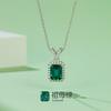 ZH01O collar rectangular de cultivo sintético artificial Esmeralda chapado en plata S925 platino 1.25CT moda de lujo ligero ins