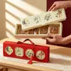 Caja de Regalo para Pasteles de Luna de Mediados de Otoño Caja de Embalaje Nueva Portátil Juego de 4 Piezas Estilo Palacio de Mediados de Otoño Pastelería Cremosa de Yema de Huevo con Piel de Nieve Caja Vacía