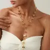 Colar Europeu e Americano Transfronteiriço Ins Pingente de Laço Colar Simples e Fashion Colar Longo em Y com Pingente de Franja para Mulheres