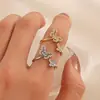 Anillo Abierto de Mariposa Dinámico de Gama Alta Versátil de Lujo de Nicho para Mujer, Anillo de Dedo Índice de Mariposa de Diseño de Moda Personalizado al por Mayor