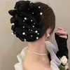 2026 Nuevo Estilo Pinza para el Cabello con Lazo Grande de Terciopelo Rojo, Accesorio para el Cabello para Niñas, Tocado de Princesa Nupcial de Borla de Alta Gama