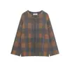 Para Exportación Europea y Americana Transfronteriza Ropa de Mujer Popular en Aliexpress Moda de Otoño Chaqueta Suéter de Punto a Cuadros