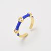Anillo abierto de cobre estilo étnico con circonita micro incrustada y gota de aceite para mujer, personalidad fresca, joyería de anillo ajustable dorado