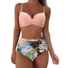 Maiô Espesso Feminino 2024 Peça Dupla Cintura Alta Controle de Barriga Apertado Sexy Biquíni Estilo Europa e América Transfronteiriço Amazon B
