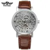 T-Winner/Victor 8005 Oro Hueco Manual Mecánico Deportivo de Negocios de Cuero Casual Reloj para Hombre